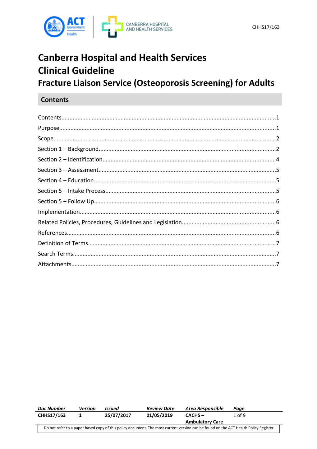 Fracture Liaison Service (Osteoporosis Screening) for Adults