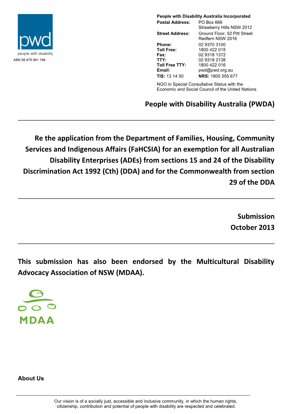 People with Disability Australia (PWDA)