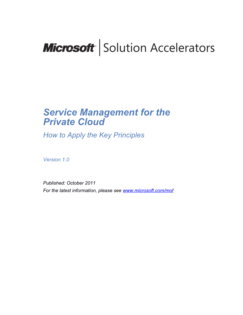 Service Management for the Private Cloud