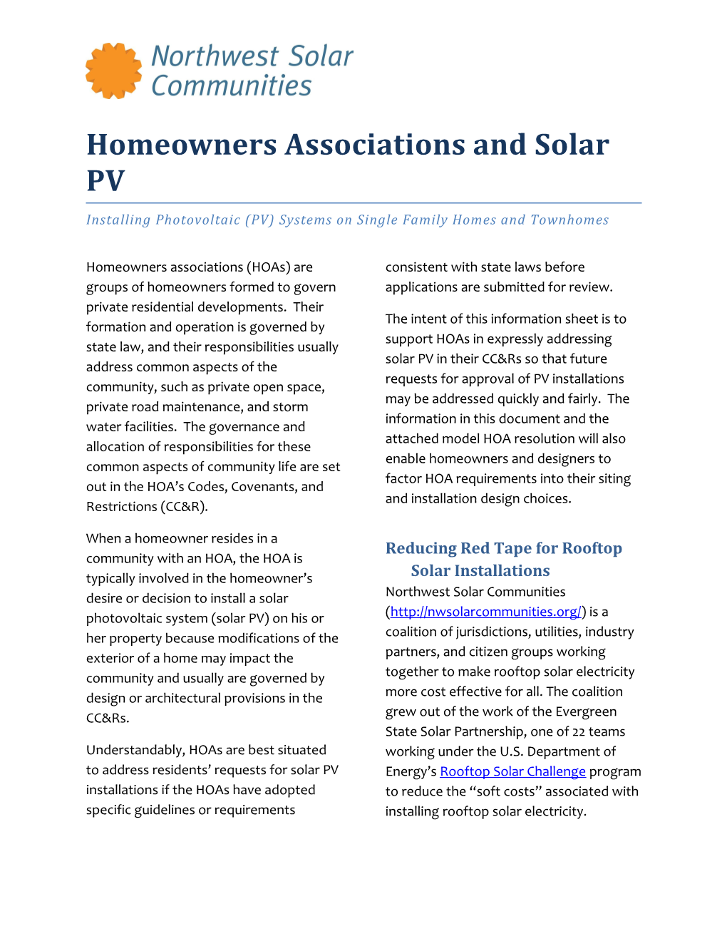 Homeowners Associations and Solar PV