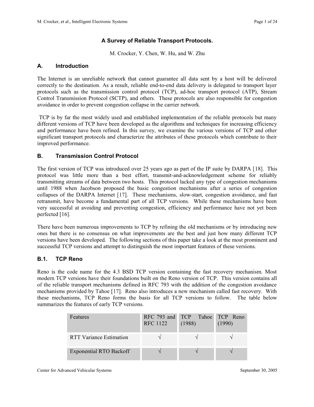 A Survey of Reliable Transport Protocols