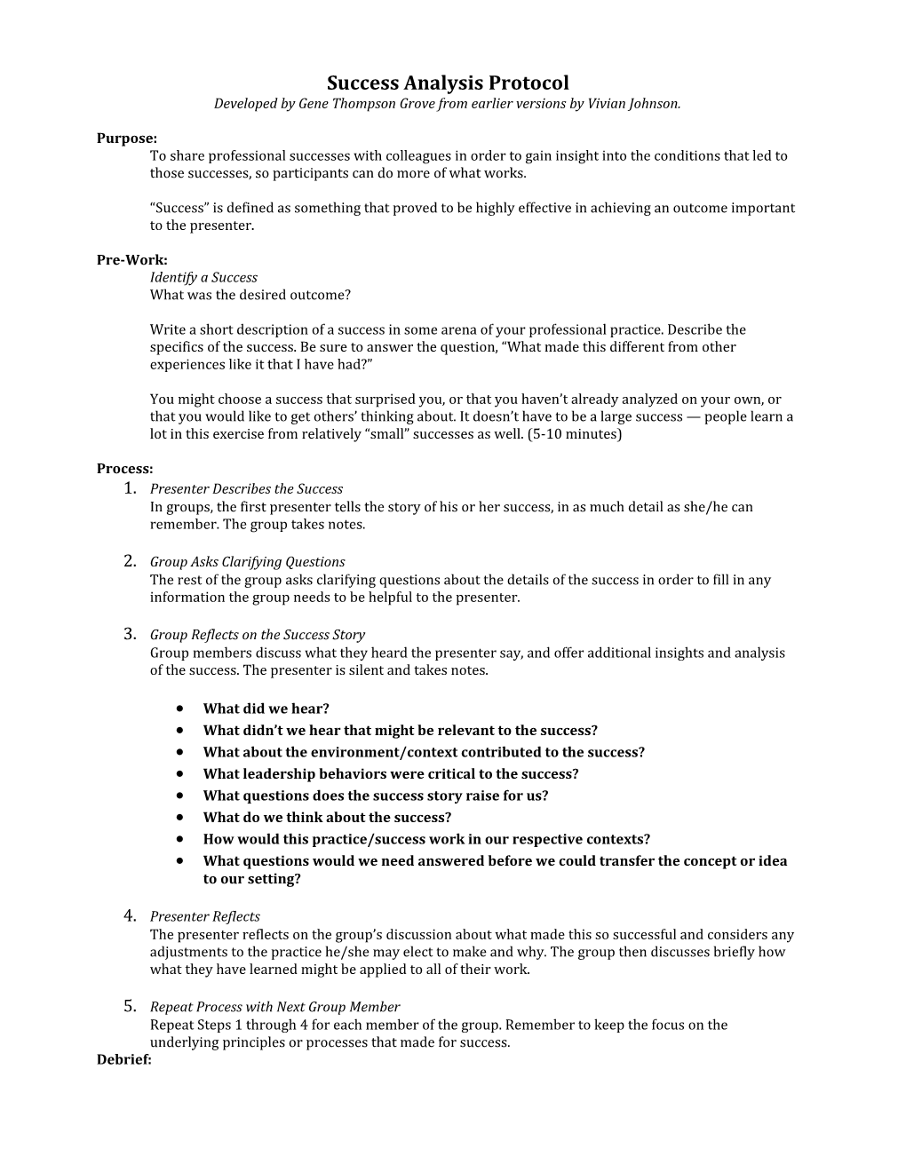 Success Analysis Protocol