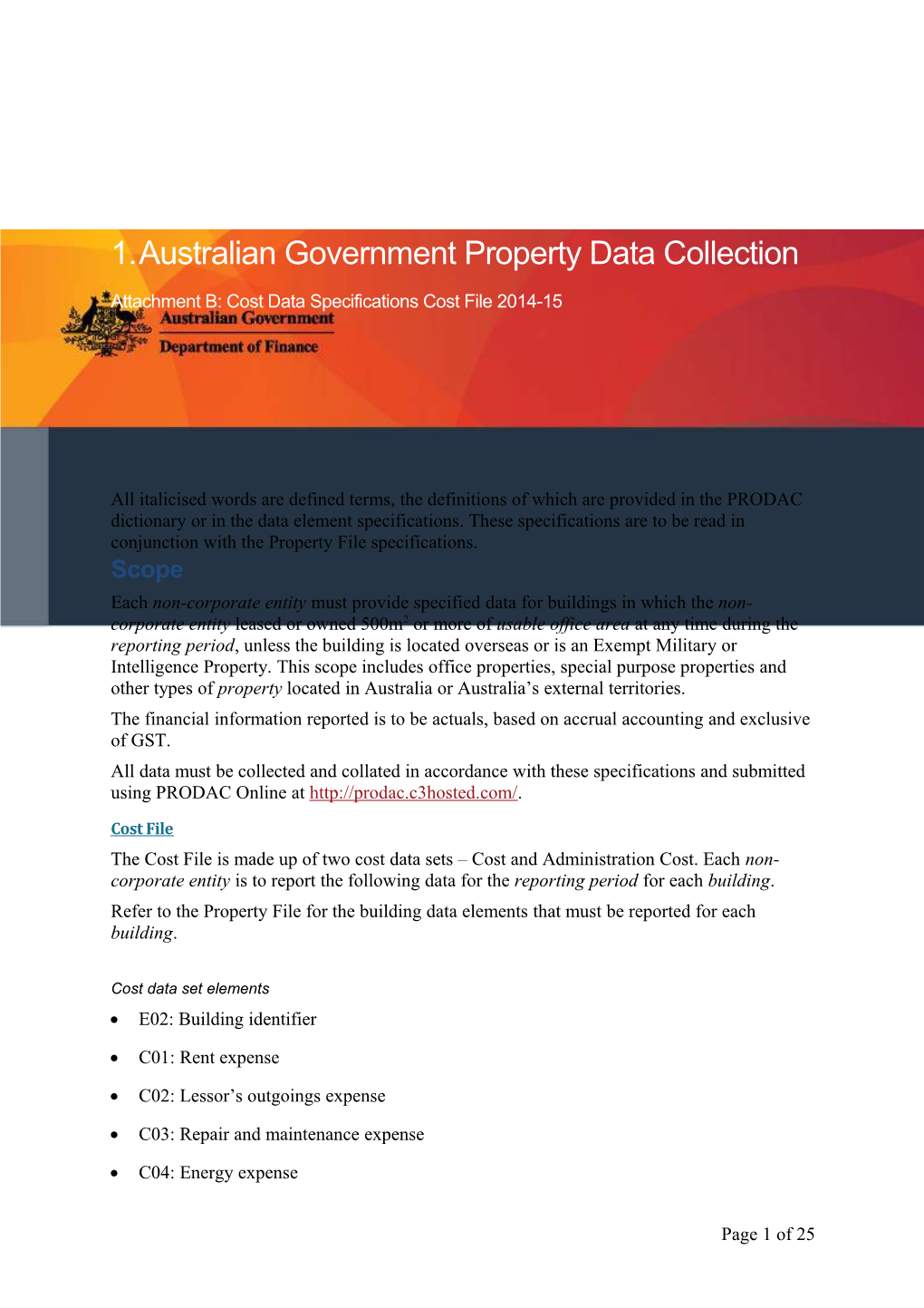 Ustralian Government Property Data Collection