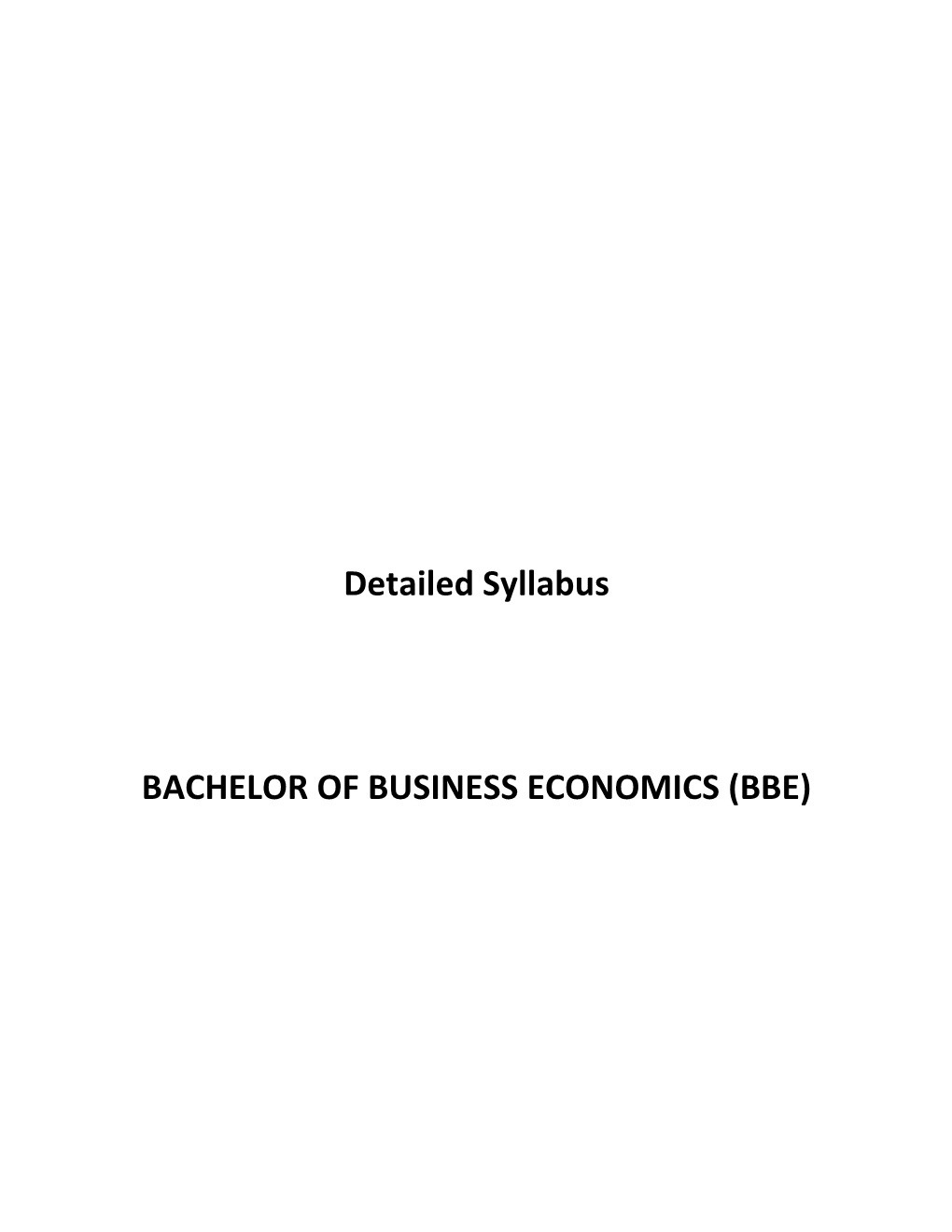 Bachelor of Business Economics (Bbe)