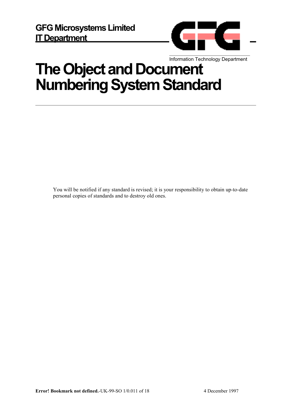 The Object and Document Numbering System Standard