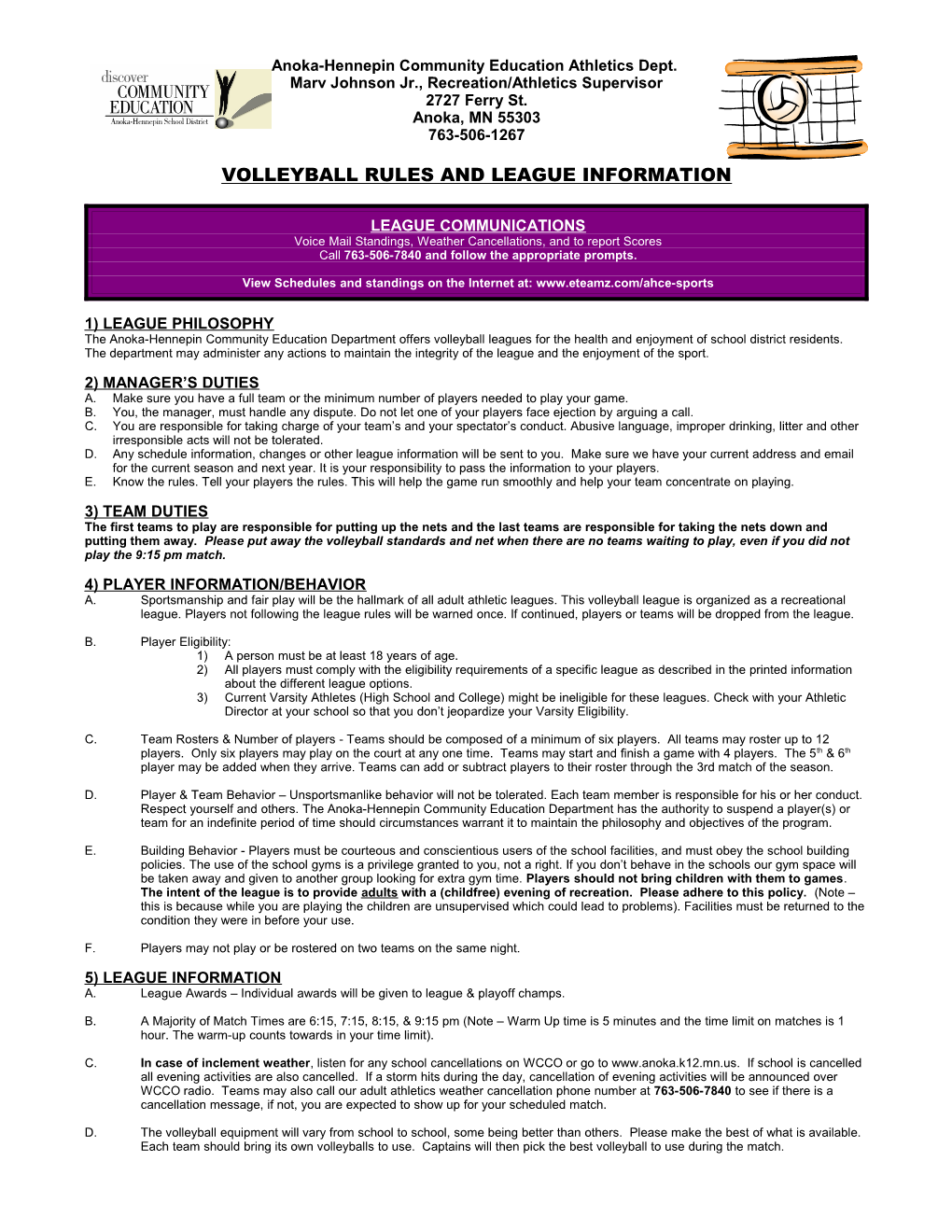 Volleyball Rules & Regulations