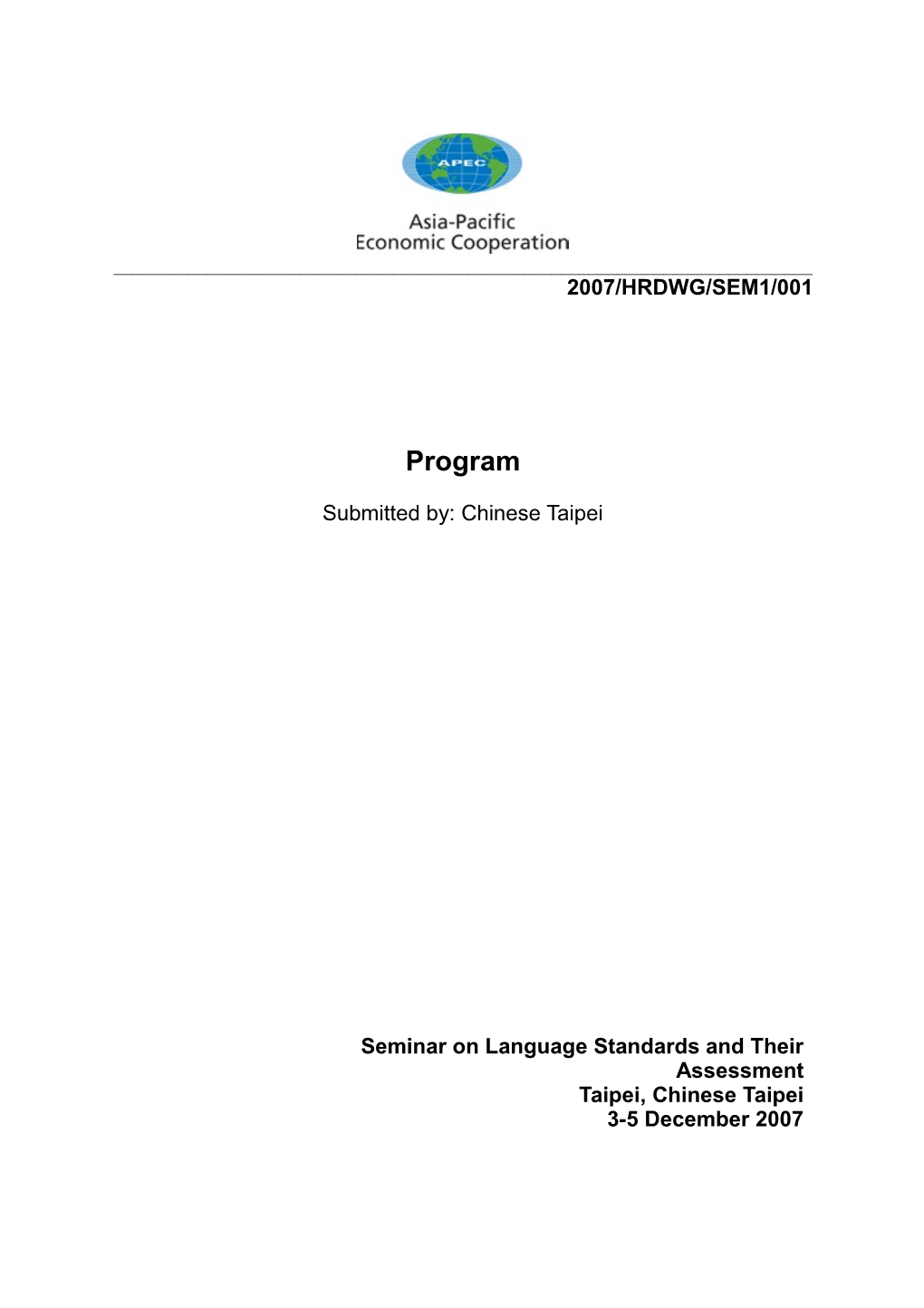 APEC Learning Standards for English and Other Languages
