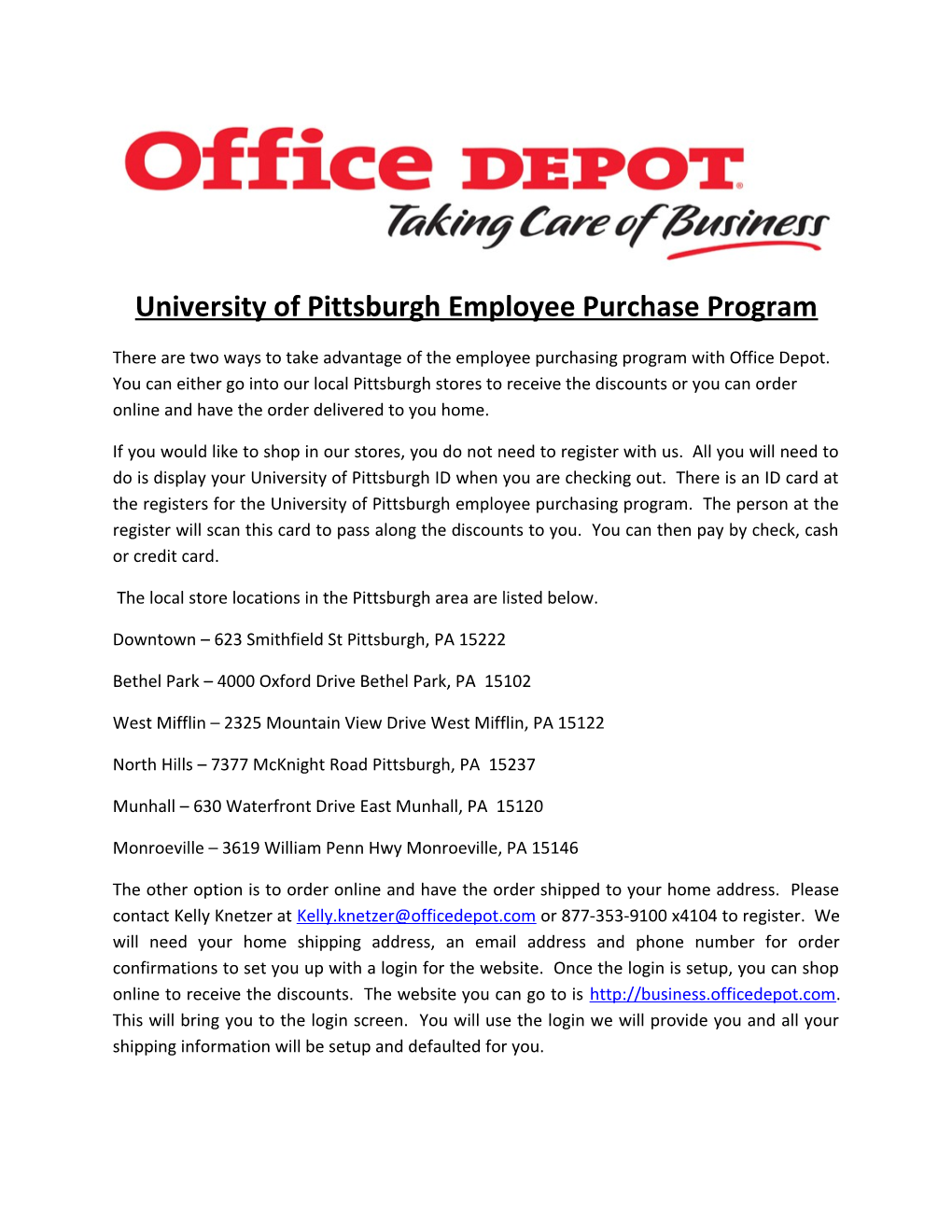 University of Pittsburgh Employee Purchase Program