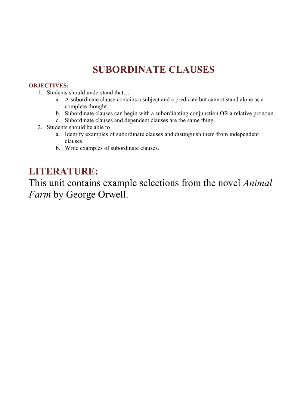 Subordinate Clauses