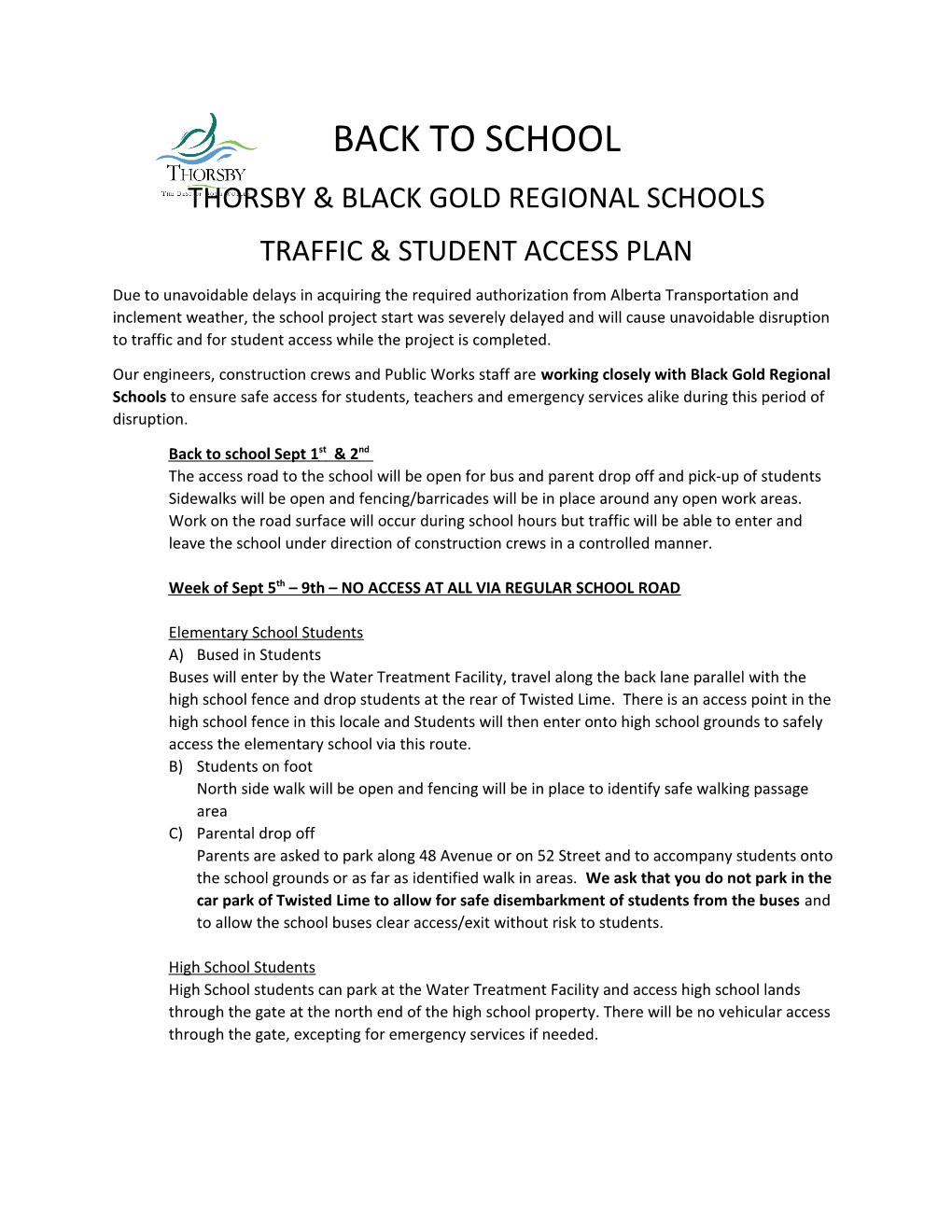 Thorsby & Black Gold Regional Schools