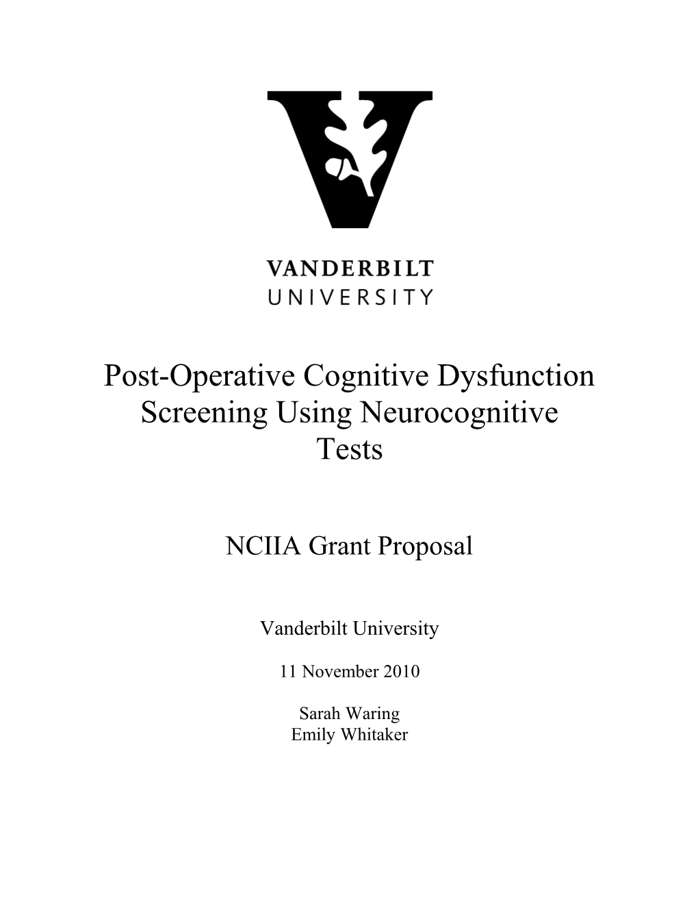 Post-Operative Cognitive Dysfunction Screening Using Neurocognitive Tests