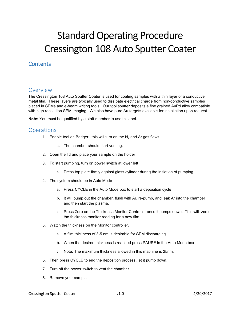 Cressington 108 Auto Sputter Coater