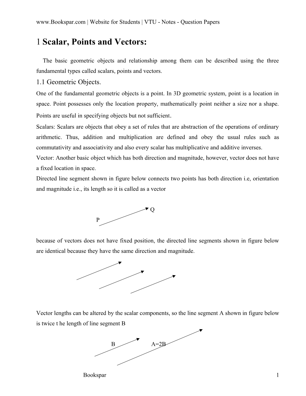 Scalars, Points and Vectors