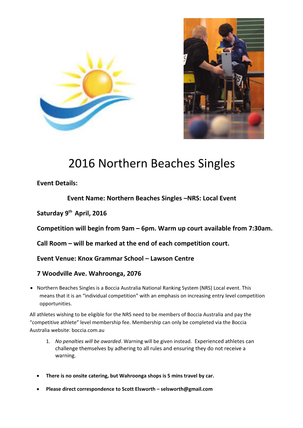 Event Name: Northern Beaches Singles NRS: Local Event