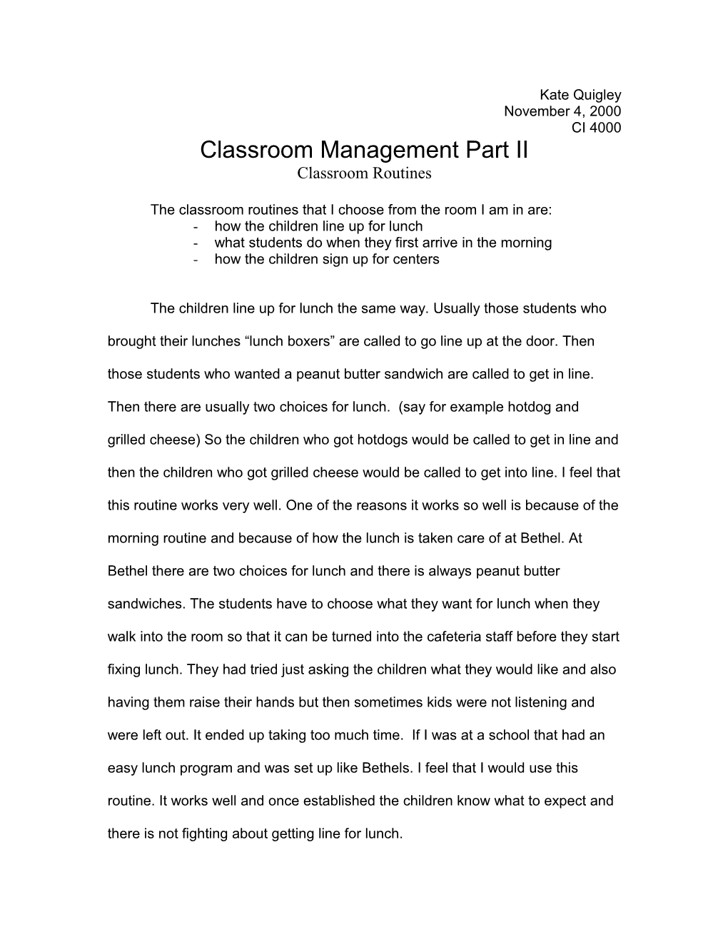Classroom Management Part II