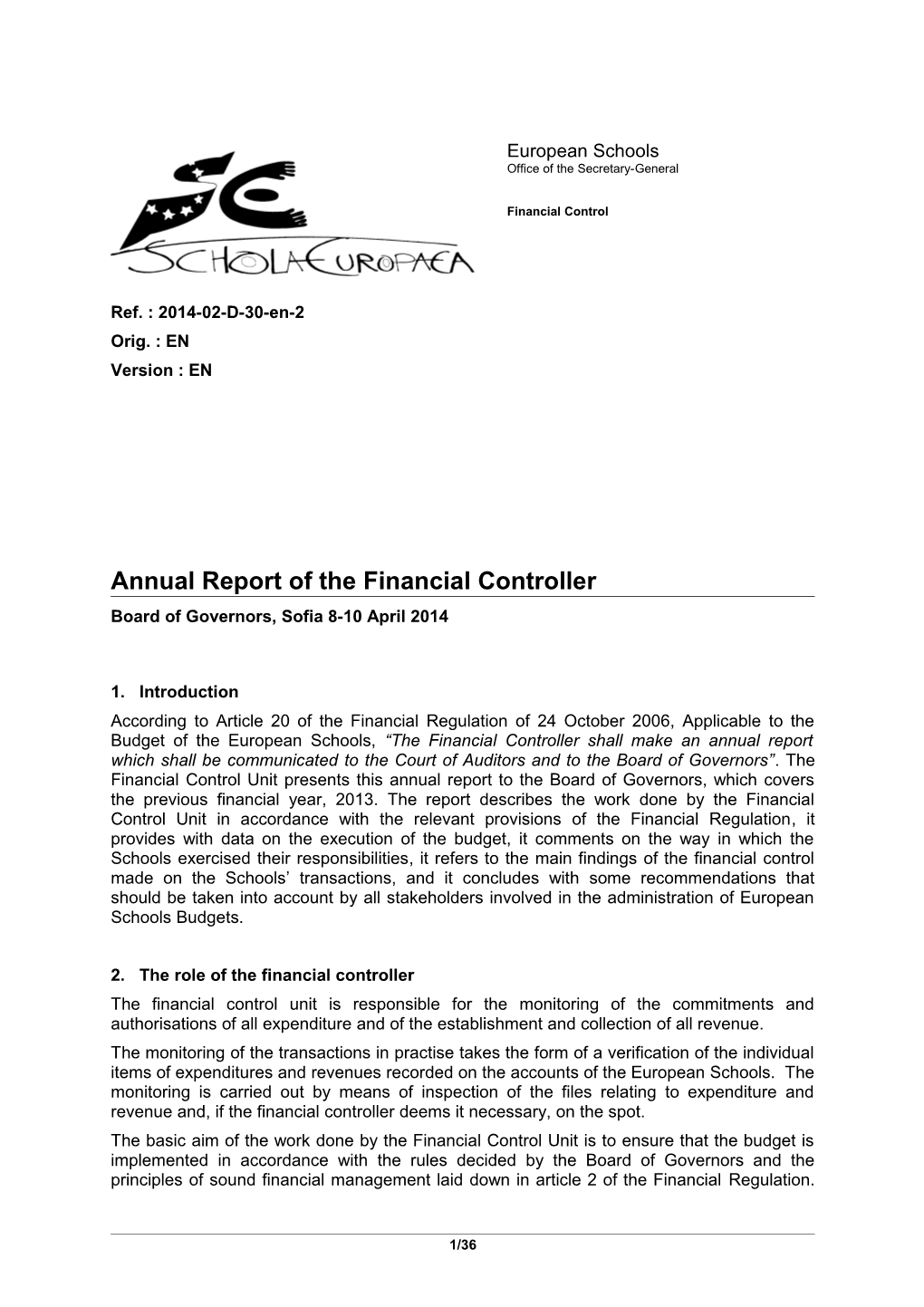 Annual Report of the Financial Controller 2014-02-D-30-En-2