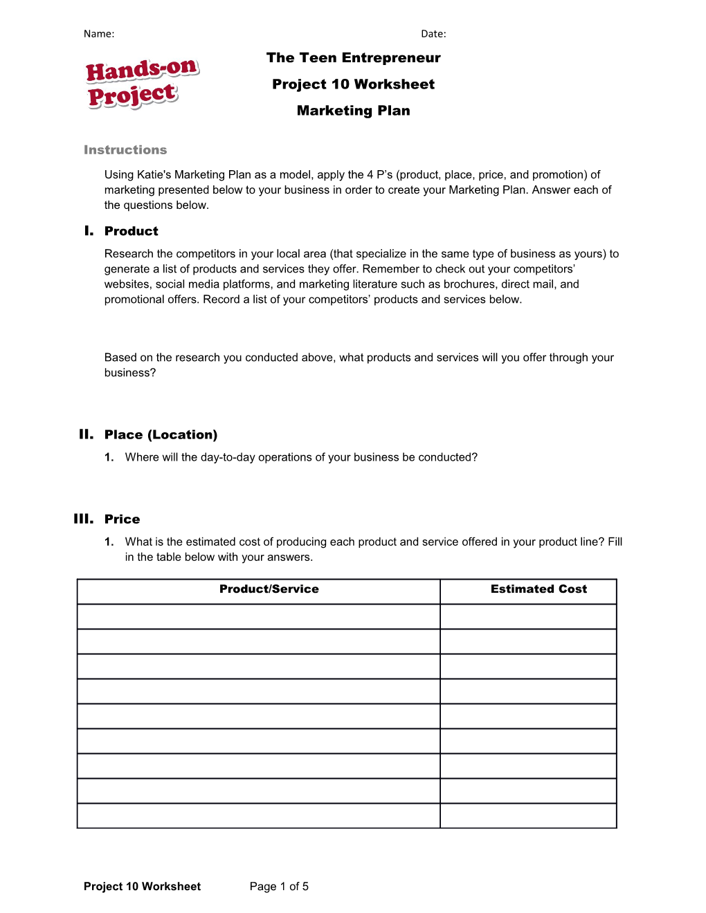 Project 10 Worksheet