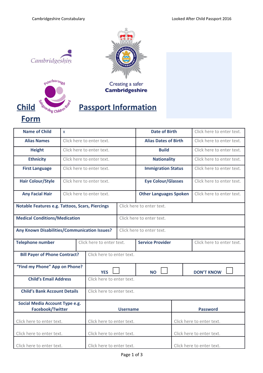 Looked After Child Passport 2016