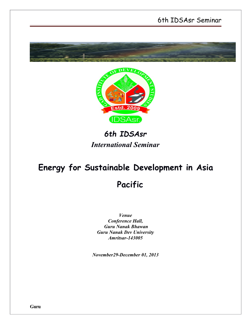 Energyforsustainable Development in Asia Pacific