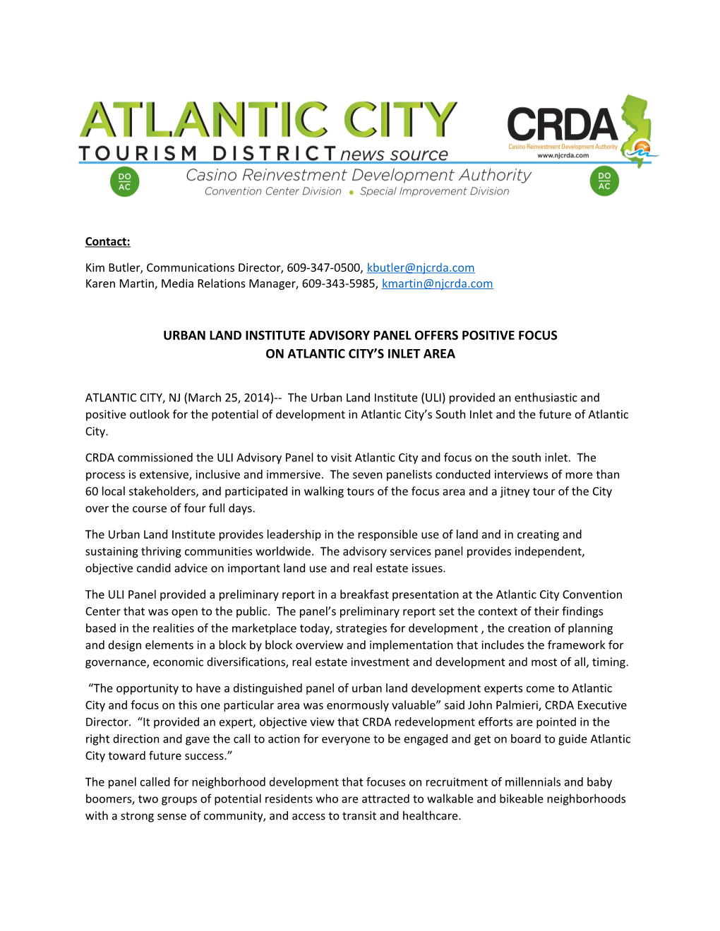 Urban Land Institute Advisory Panel Offer Positivie Focus on Atlantic City S Inlet Area