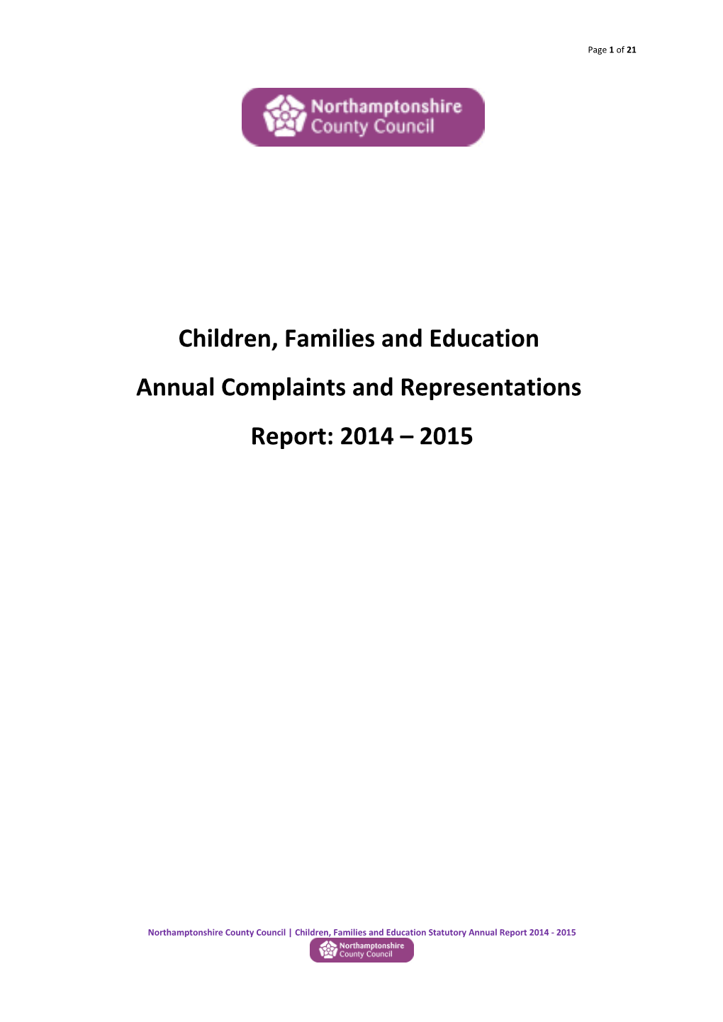2014-15 Childrens Complaints Annual Report