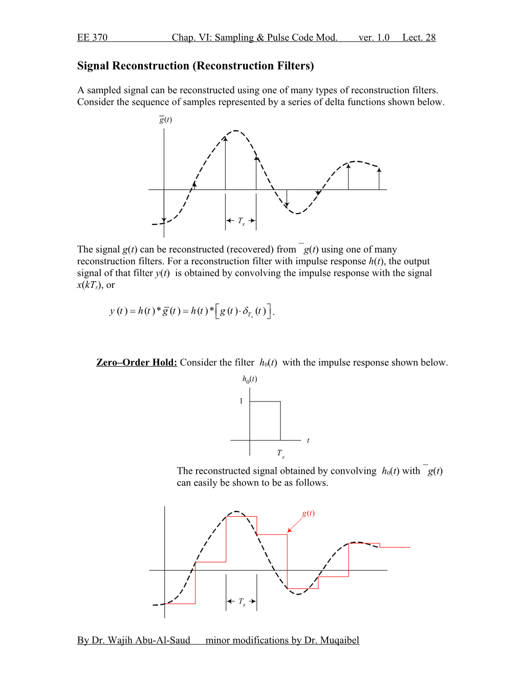 Signal Reconstruction (Reconstruction Filters)