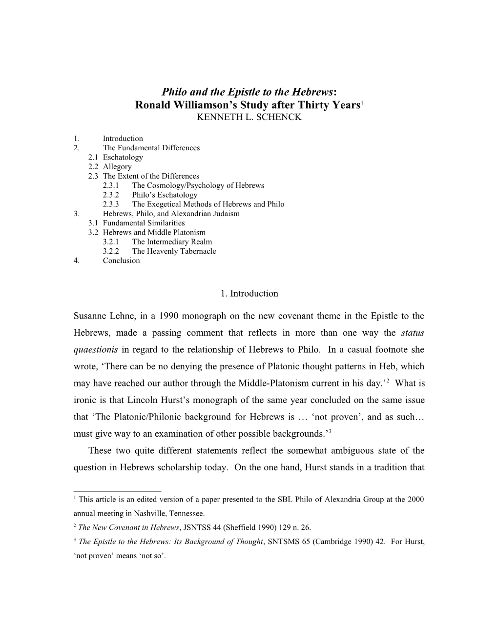 Philo and the Epistle to the Hebrews