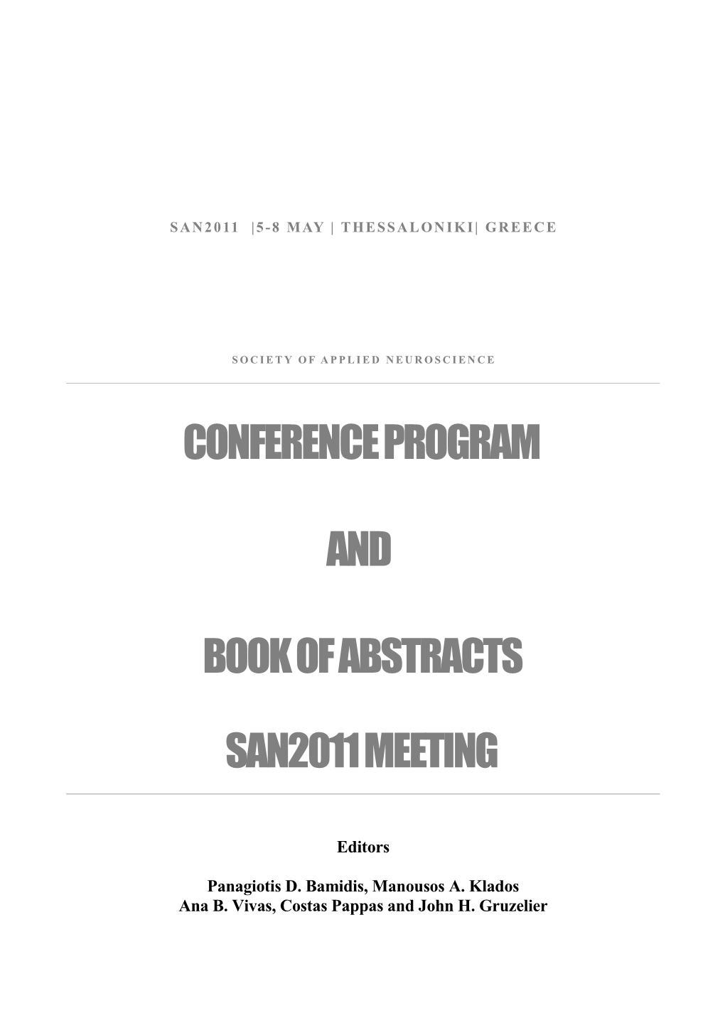 SAN 2011 Book of Abstract