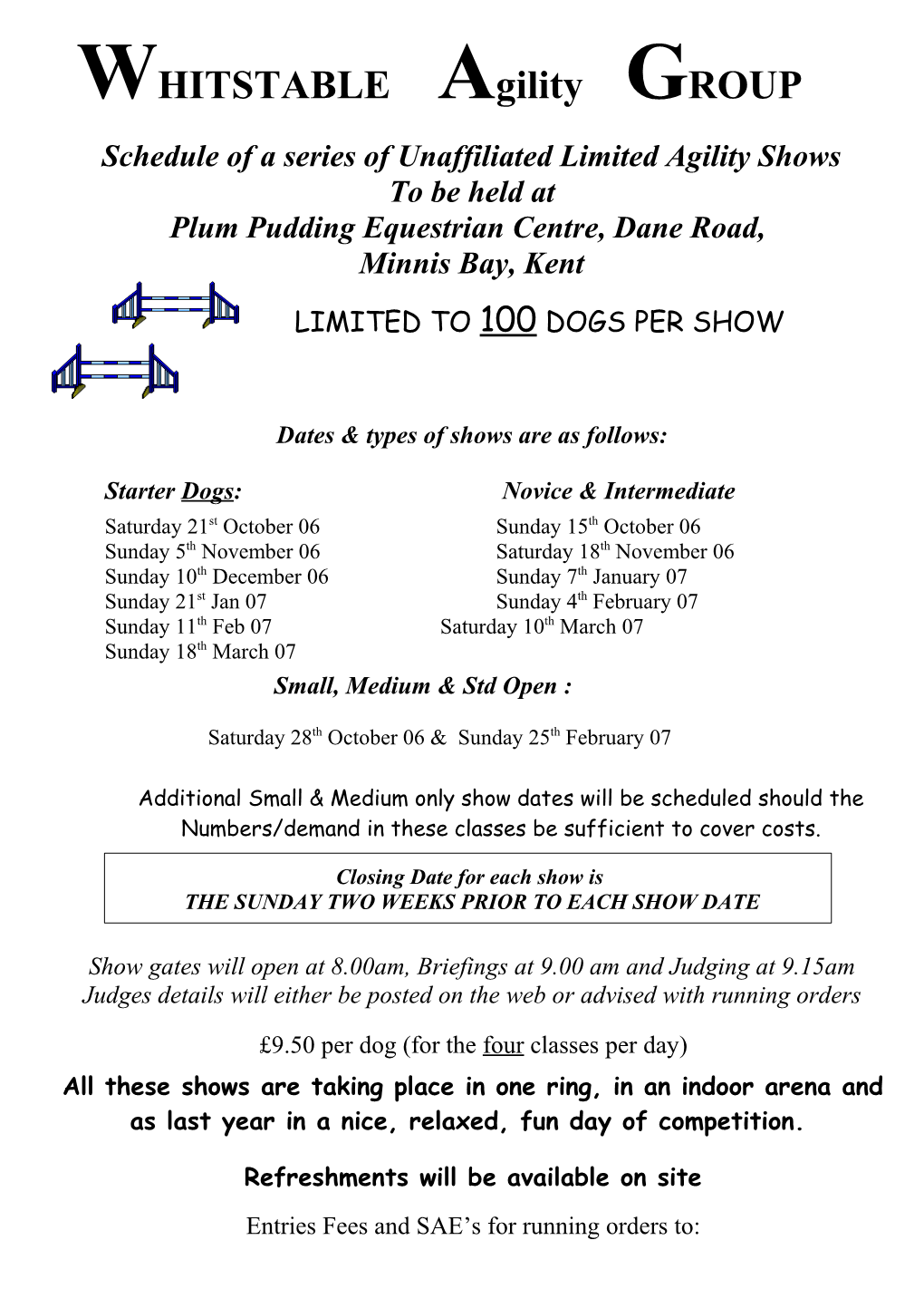 Schedule of a Series of Unaffiliated Limited Agility Shows