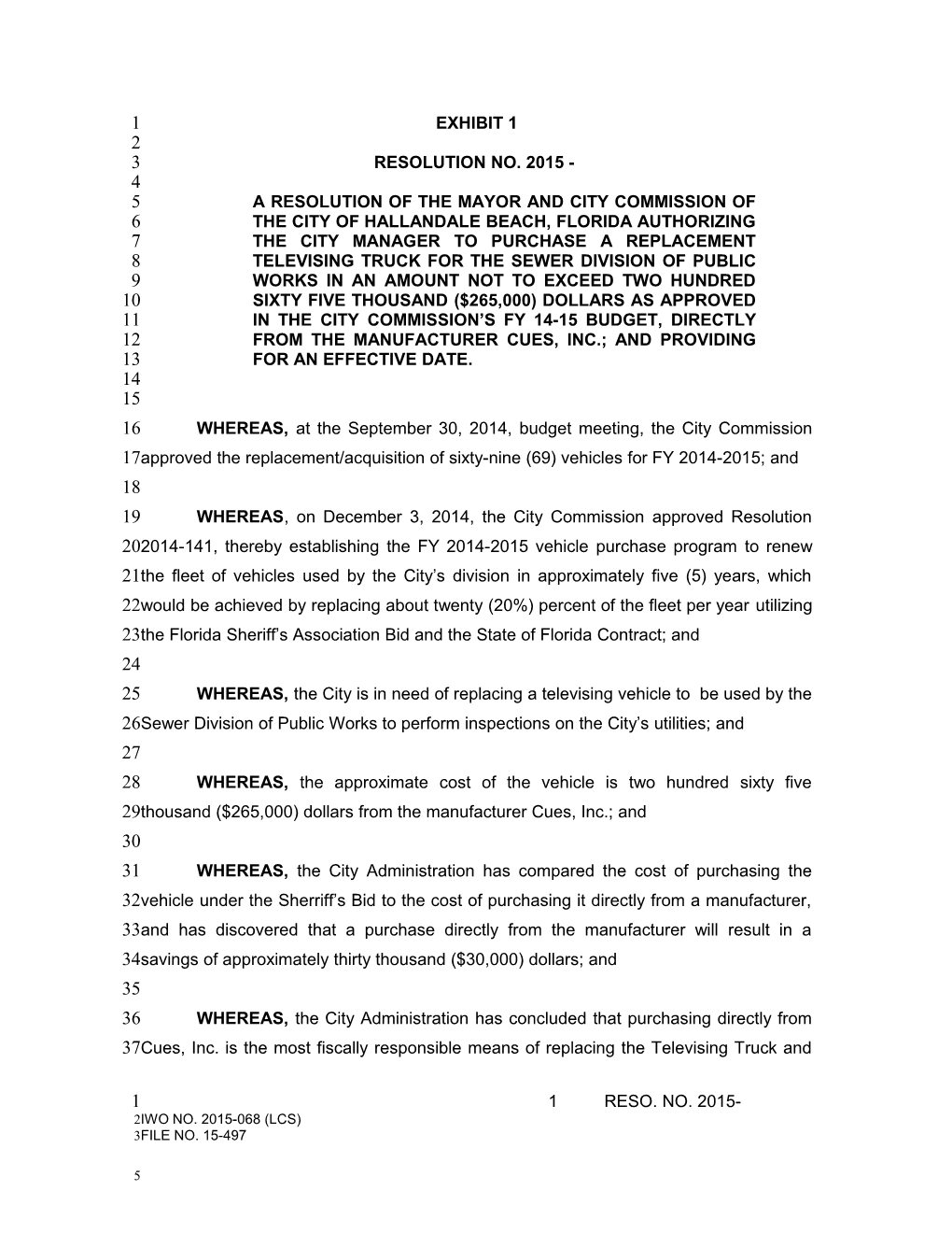 A Resolution of the Mayor and City Commission of the City of Hallandale Beach