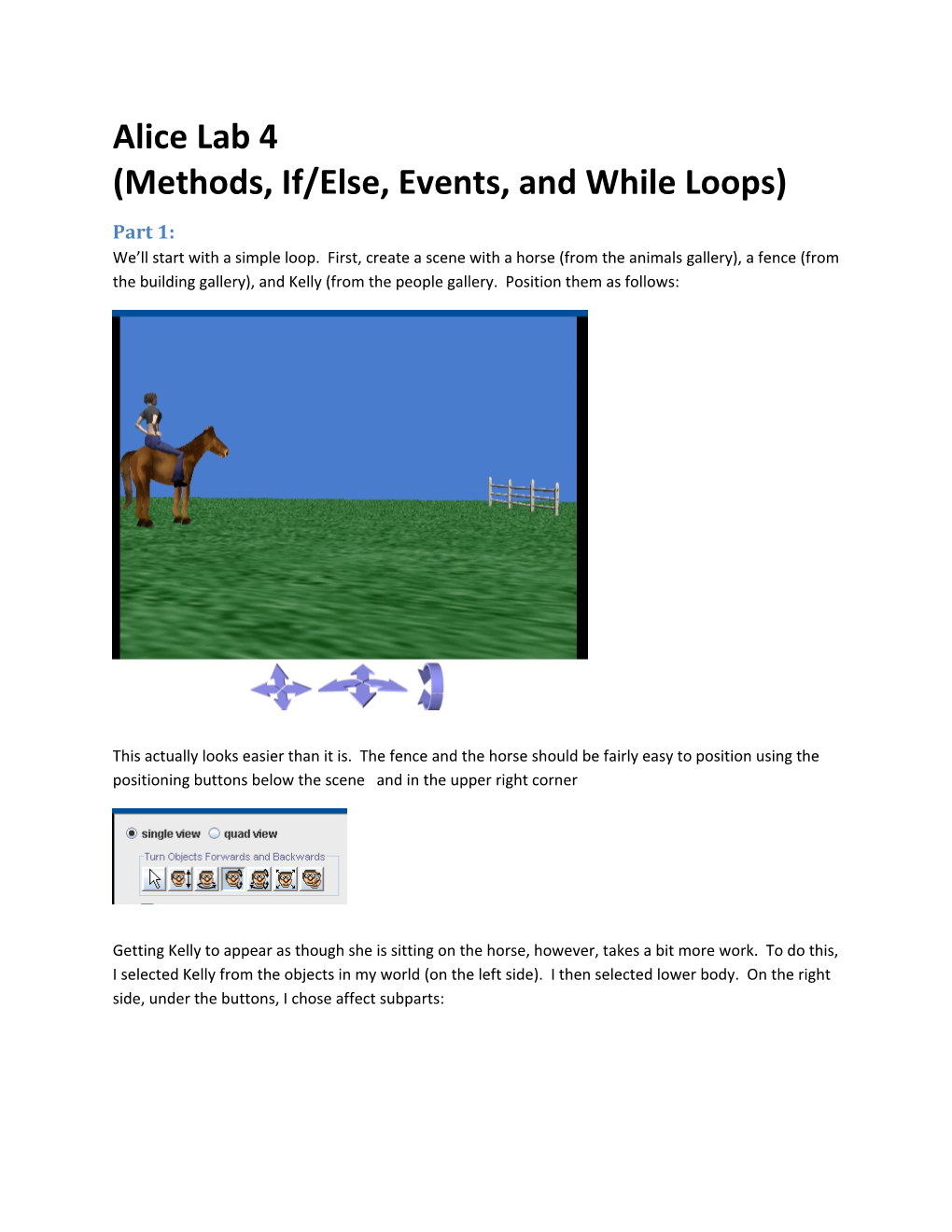 Alice Lab 4 (Methods, If/Else, Events, and While Loops)