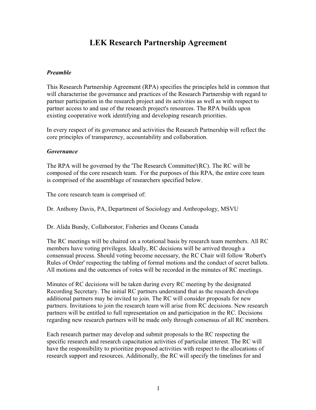 LEK Research Partnership Agreement