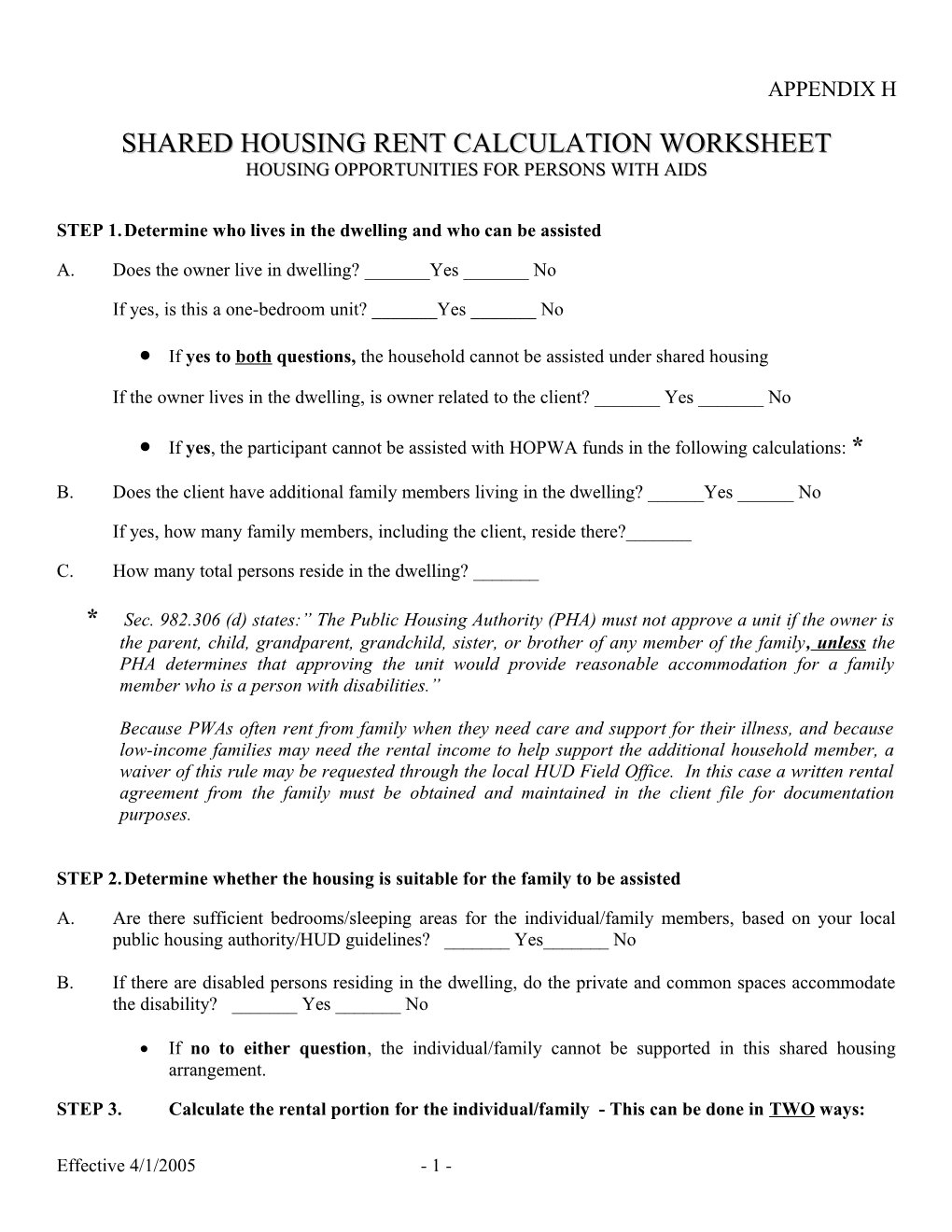 Shared Housing Rent Calculator