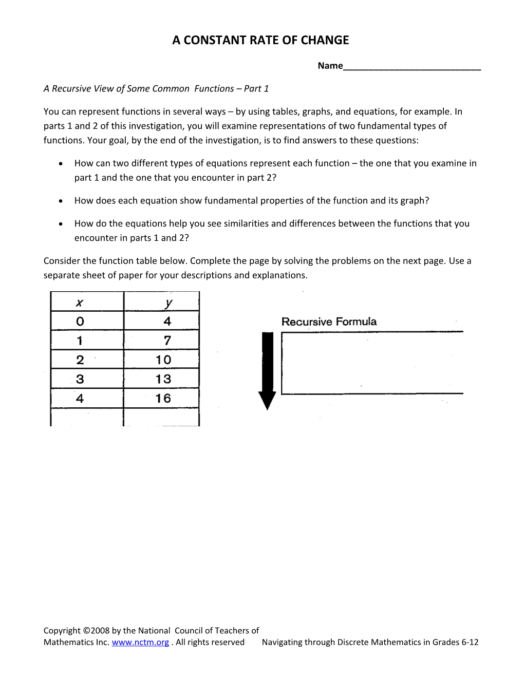 A Constant Rate of Change