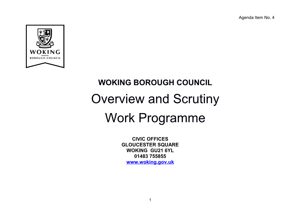 04 - Work Programme - Overview and Scrutiyn Committee - 27 November 2017