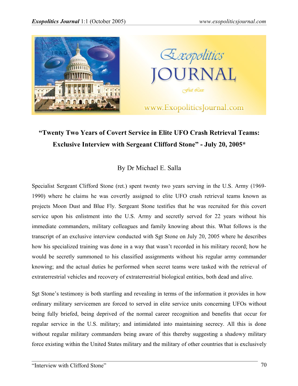 Exopolitics Journal 1:1 (October 2005)