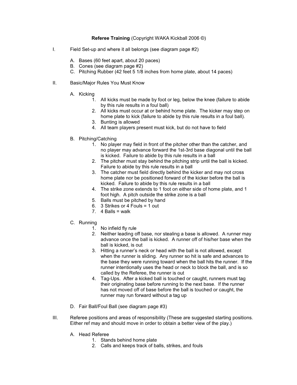 Referee Training Agenda (Copyright )