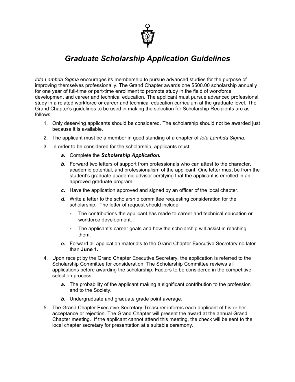 Graduate Scholarship Application Guidelines