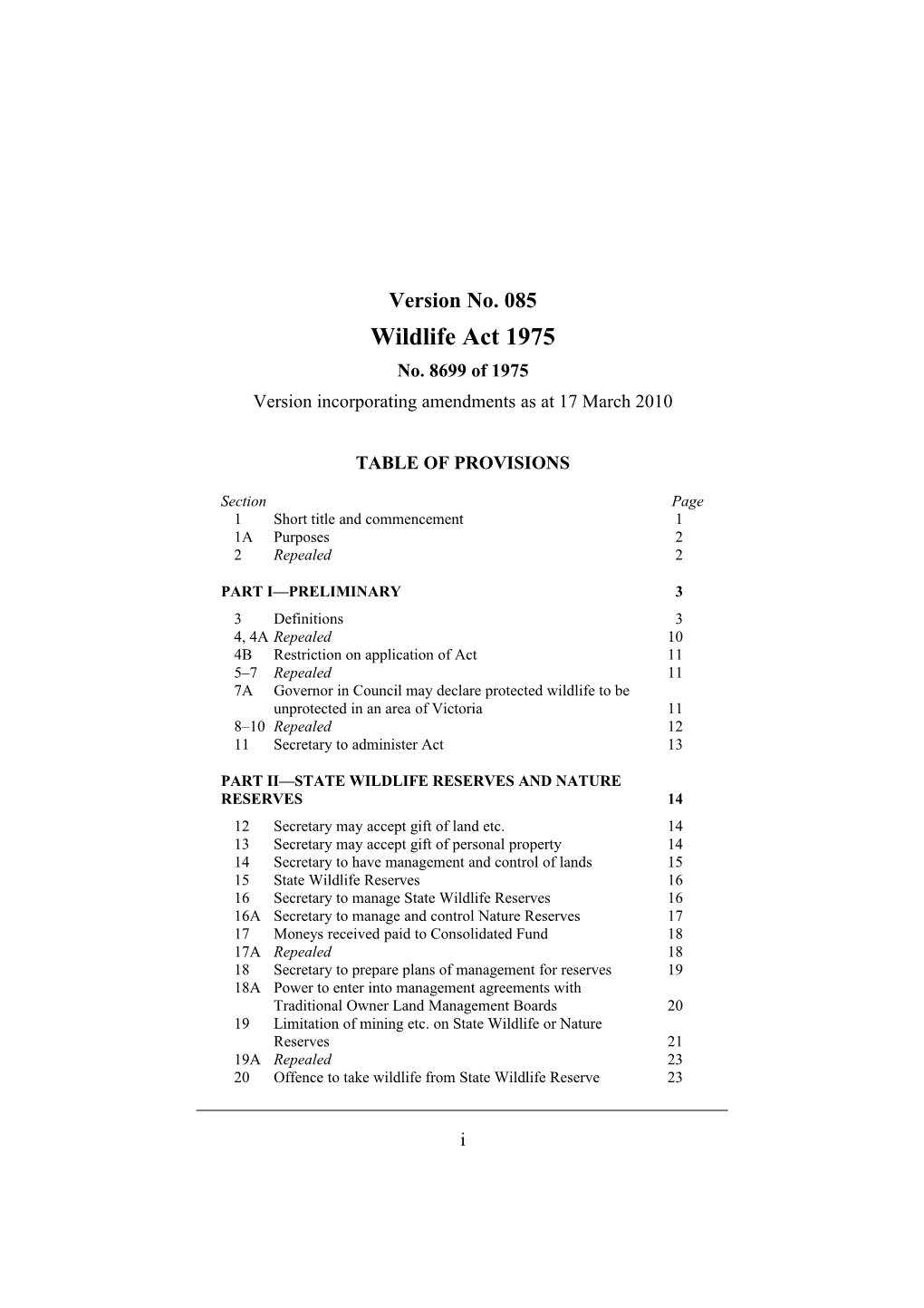 Version Incorporating Amendments As at 17 March 2010