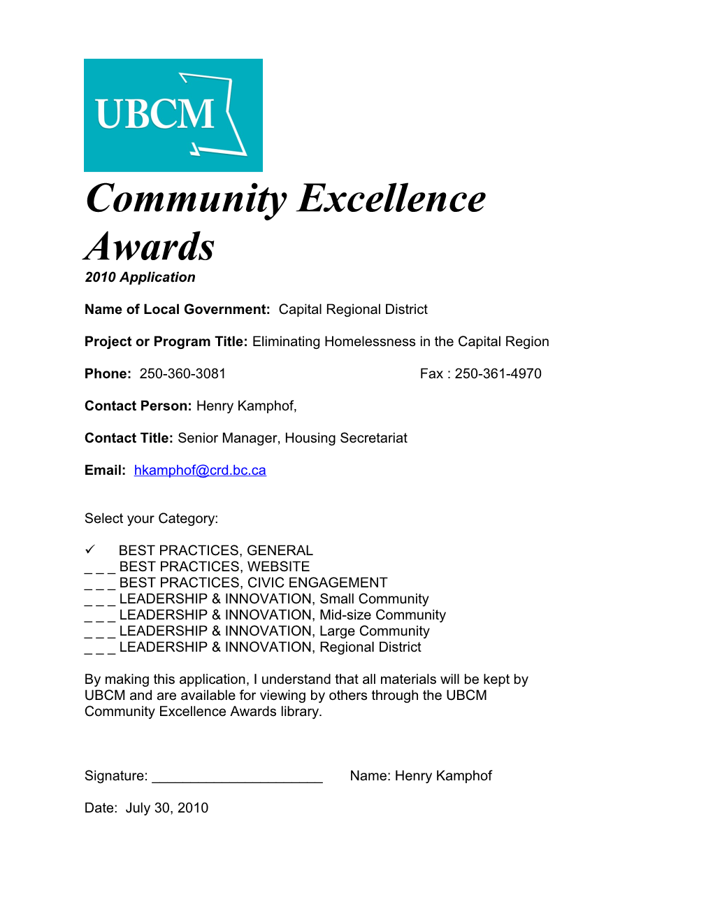 Community Excellence Awards