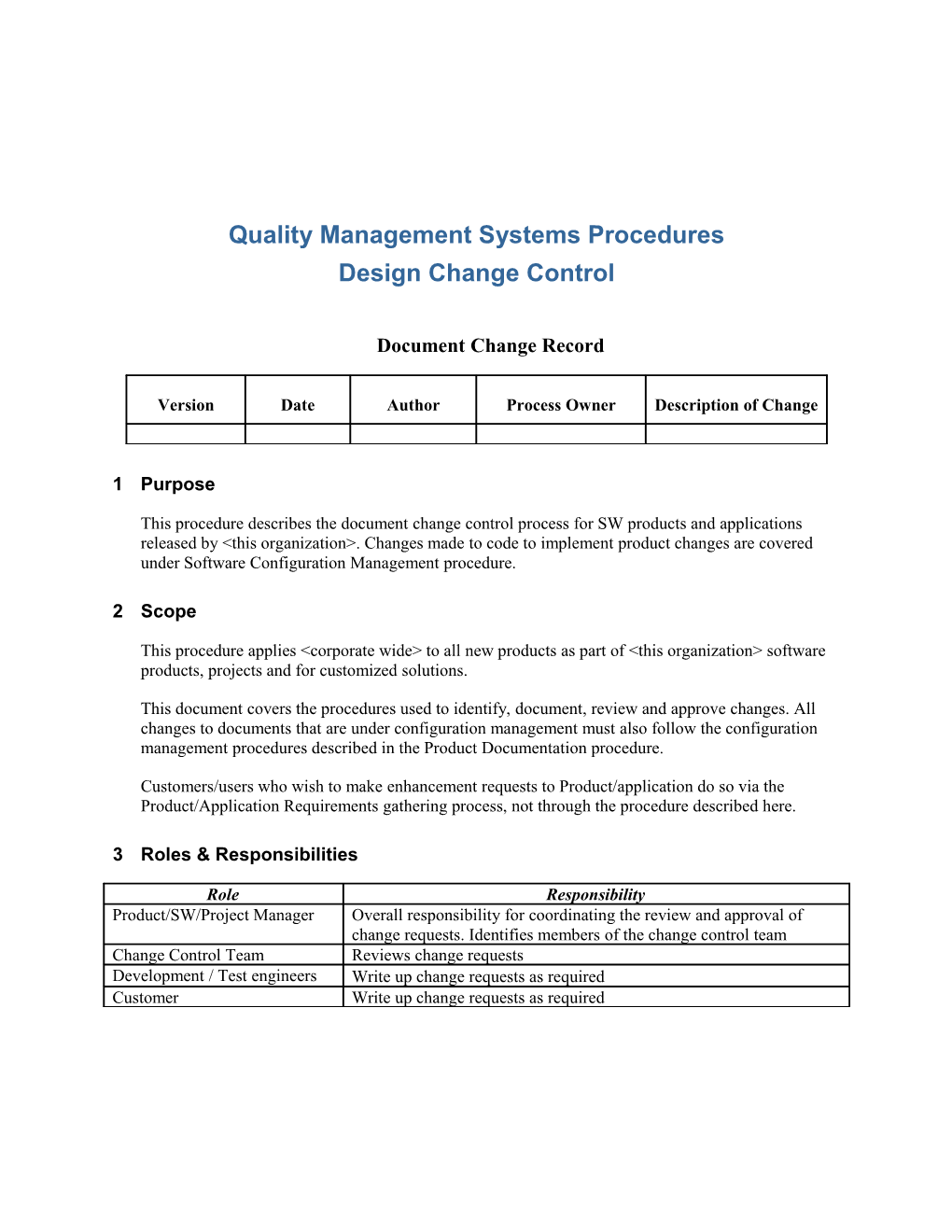 Quality Management Systems Procedures