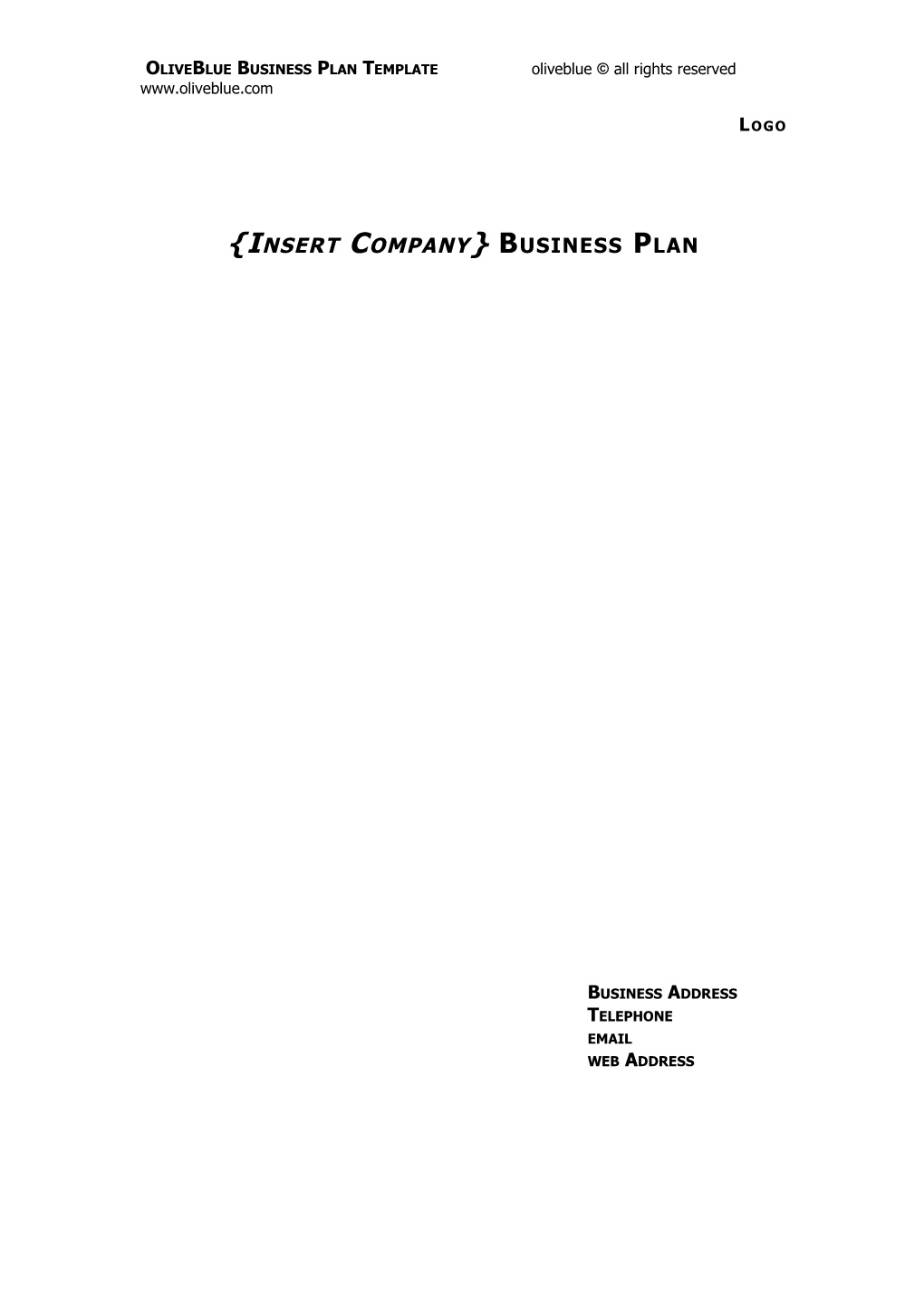 Oliveblue Business Plan Template All Rights Reserved