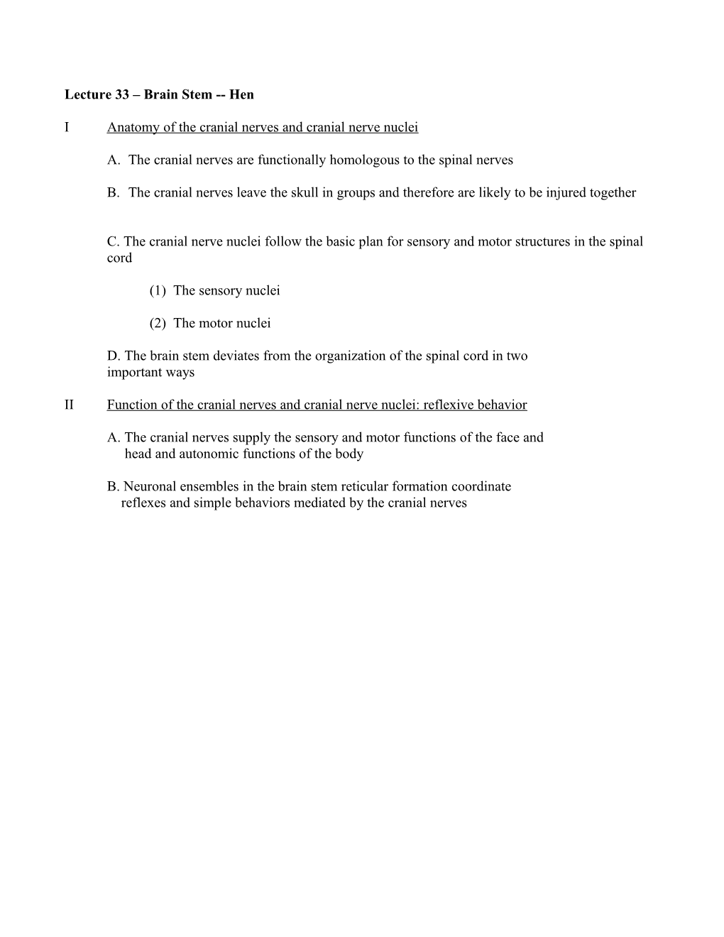 Lecture 33 Brain Stem Hen