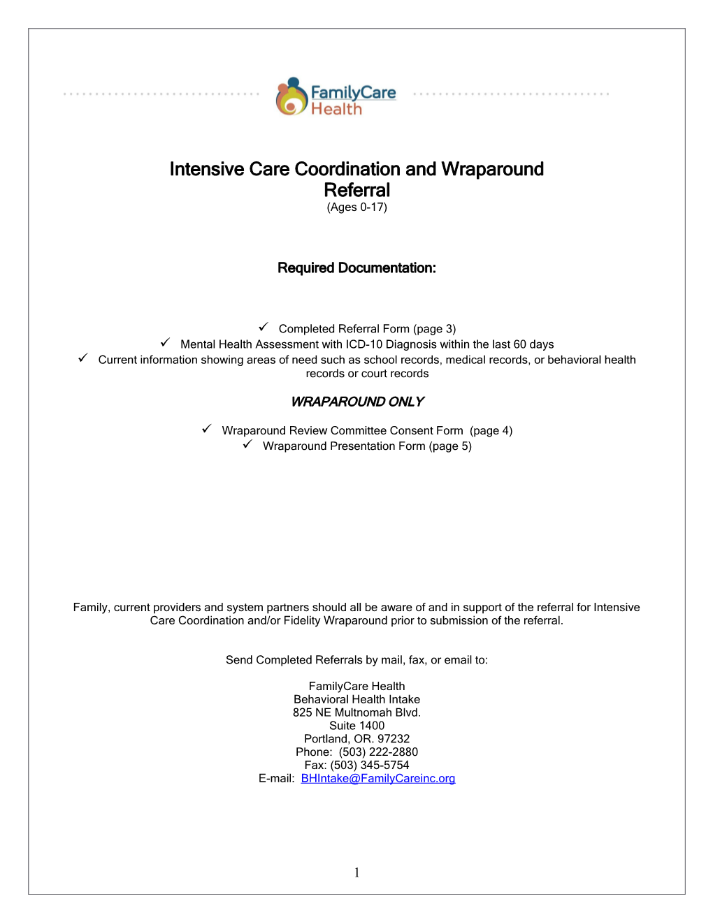 Intensive Care Coordination and Wraparound