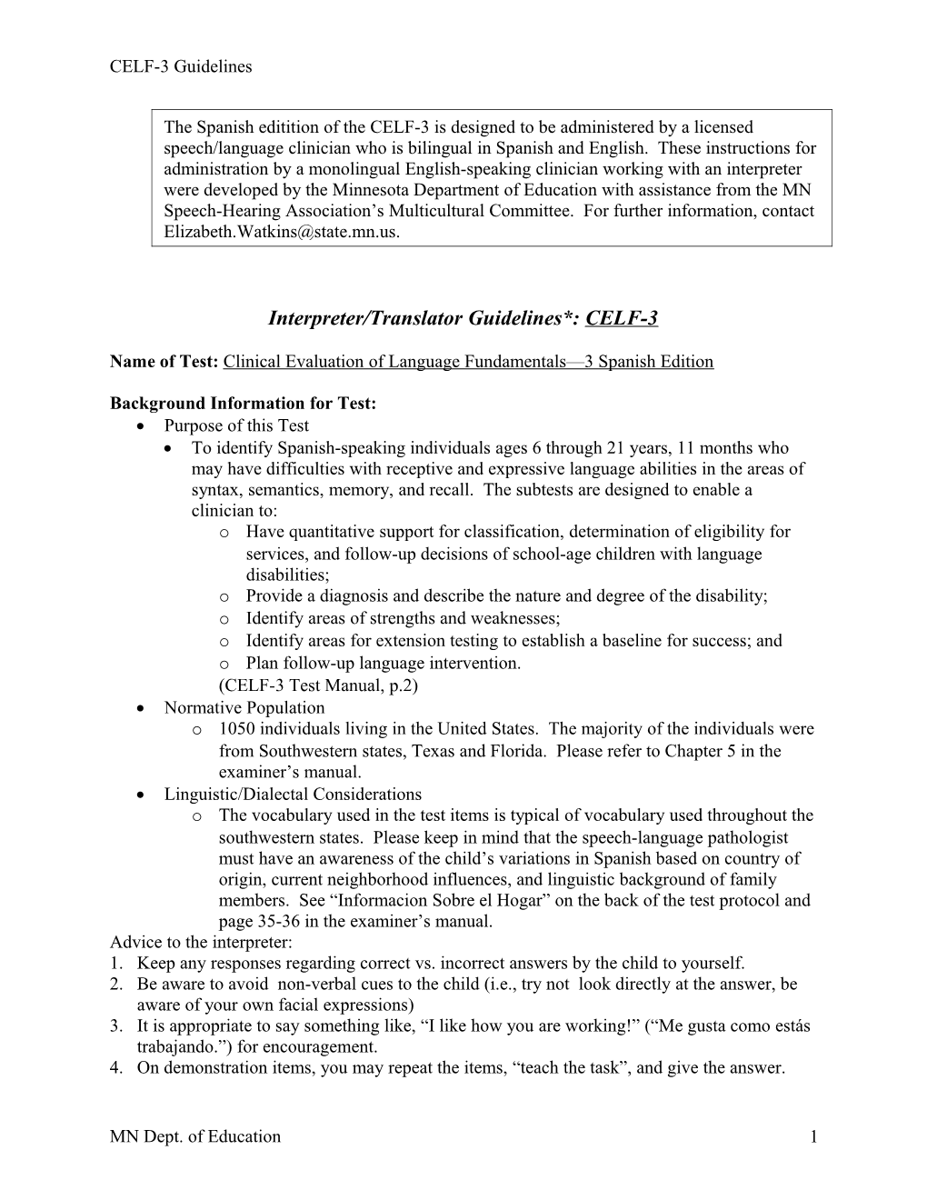 Interpreter/Translator Guidelines