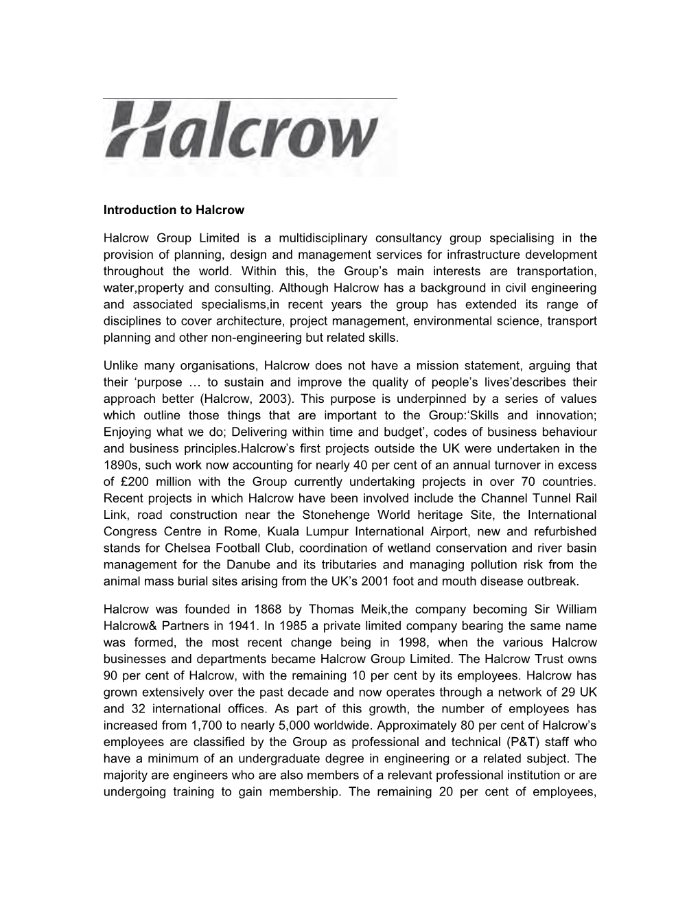 Introduction to Halcrow