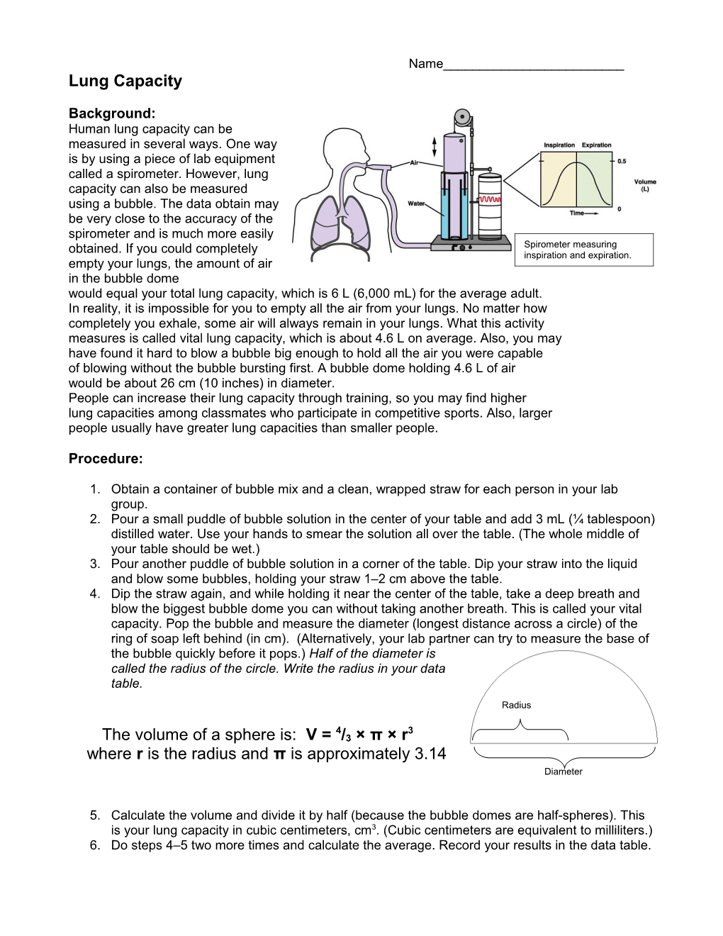 Would Equal Your Total Lung Capacity, Which Is 6 L (6,000 Ml) for the Average Adult