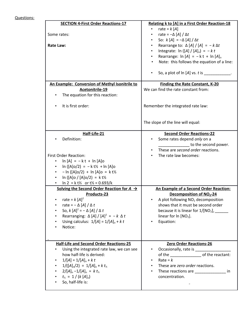 AP CHEMISTRY CHAPTER 14: CHEMICAL KINETICS(Pgs.574-614)
