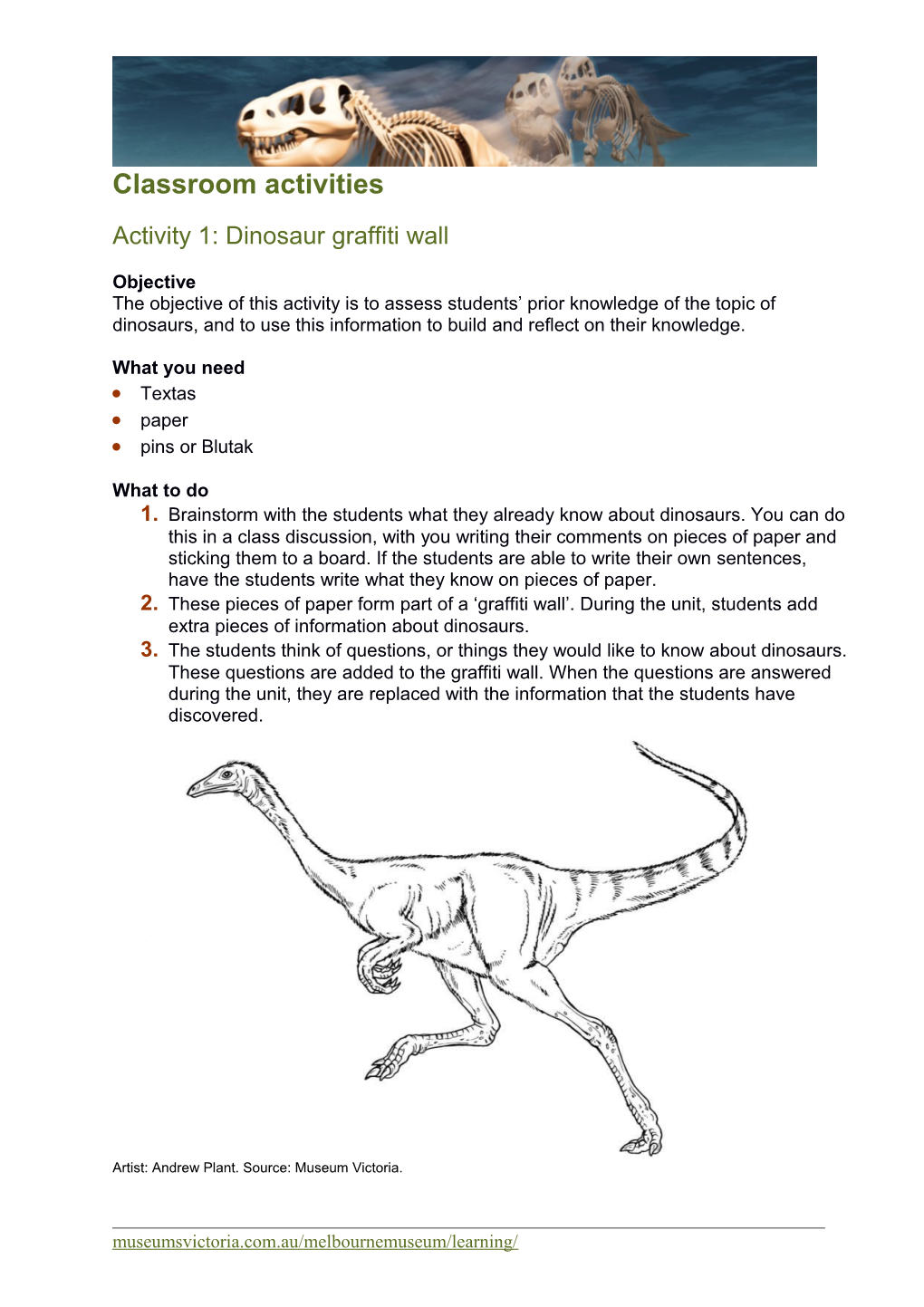 Dinosaur Walk Education Kit - Classroom Activities