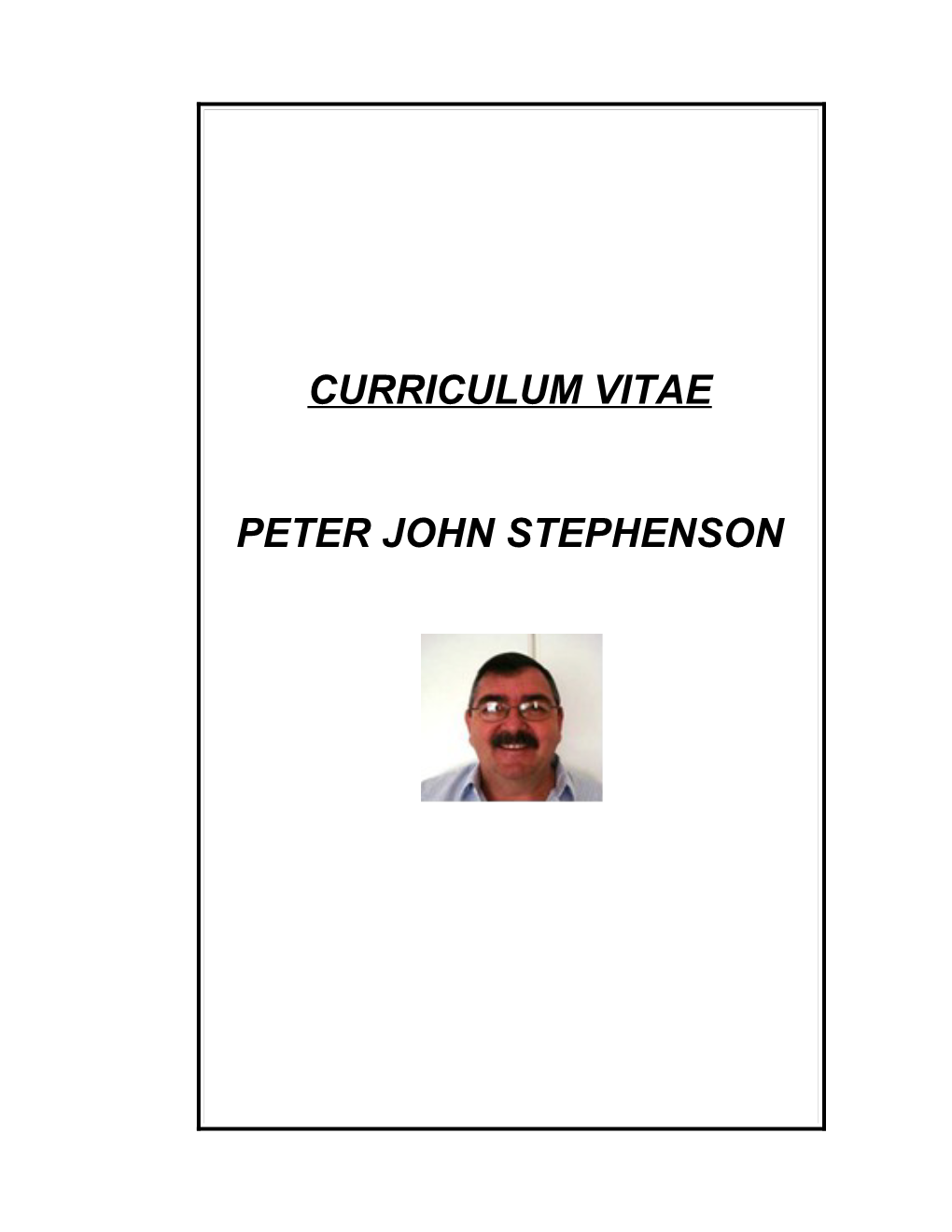 Curriculum Vitae - Peter Stephenson